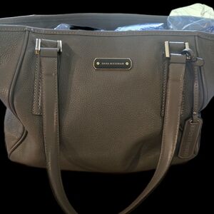 Dana Buchman Gray Leather Tote Bag